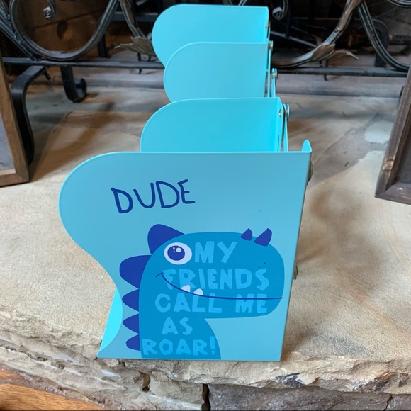 Dinosaur Blue Adjustable Bookends Desktop Bookshelf - Picture 9 of 16